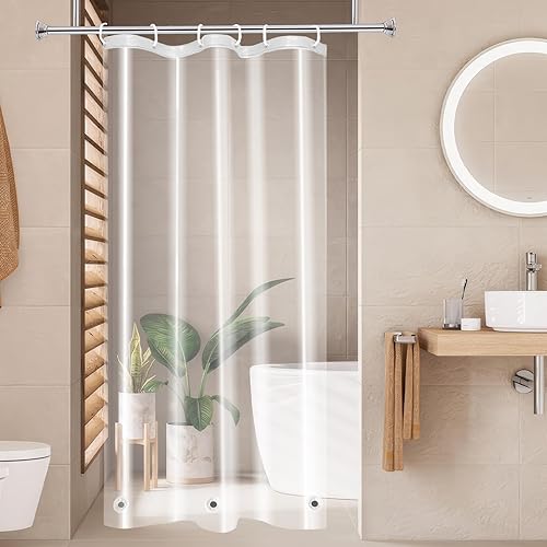 Miniatura 23 de AooHome Forro de Cortina de Ducha Transparente de 72x75, Cortinas de Ducha 3D de EVA Resistente con Cubo de Agua con 5 Imanes Inferiores, Repelente