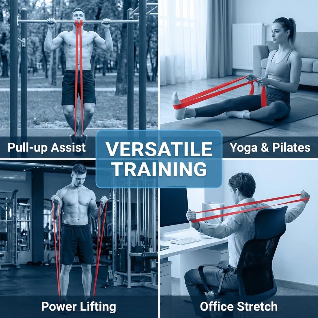 Bandes De Résistance Pull-up En Caoutchouc – Rouges, Pour Musculation, Calisthénie, Yoga, Mobilité – Unisexe, Tous Niveaux