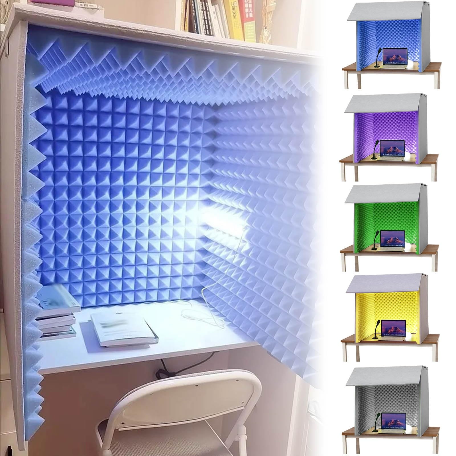 WORDFUN Desktop Soundproof Cover, Portable Vocal Booth for Recording, Self Made Sound Booth Box, 1 Person Use, Decreasing Noise, Isolation Shield, Vocal Absorbing Shield, for Home Office and Studio