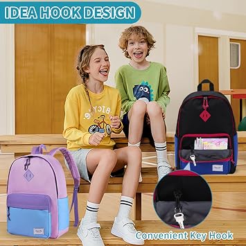Chase Chic Kids Backpack for Girls - 17 inch School Backpacks for Toddler Fits 6 to 12 Years Old - Lightweight Water Resistant Preschool Bookbag for Travel Daycare (Black Blue)