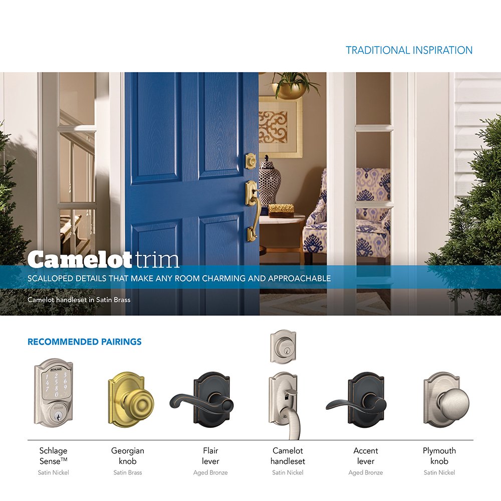 SCHLAGE F51A WIT 716 CAM Whitney Lever with Camelot Trim Keyed Entry Lock, Aged Bronze