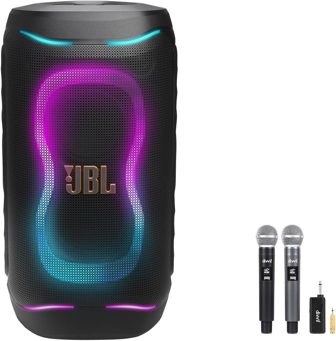 JBL PartyBox 130 Portable Party Speaker with Wireless Mic Pair Kit - Black