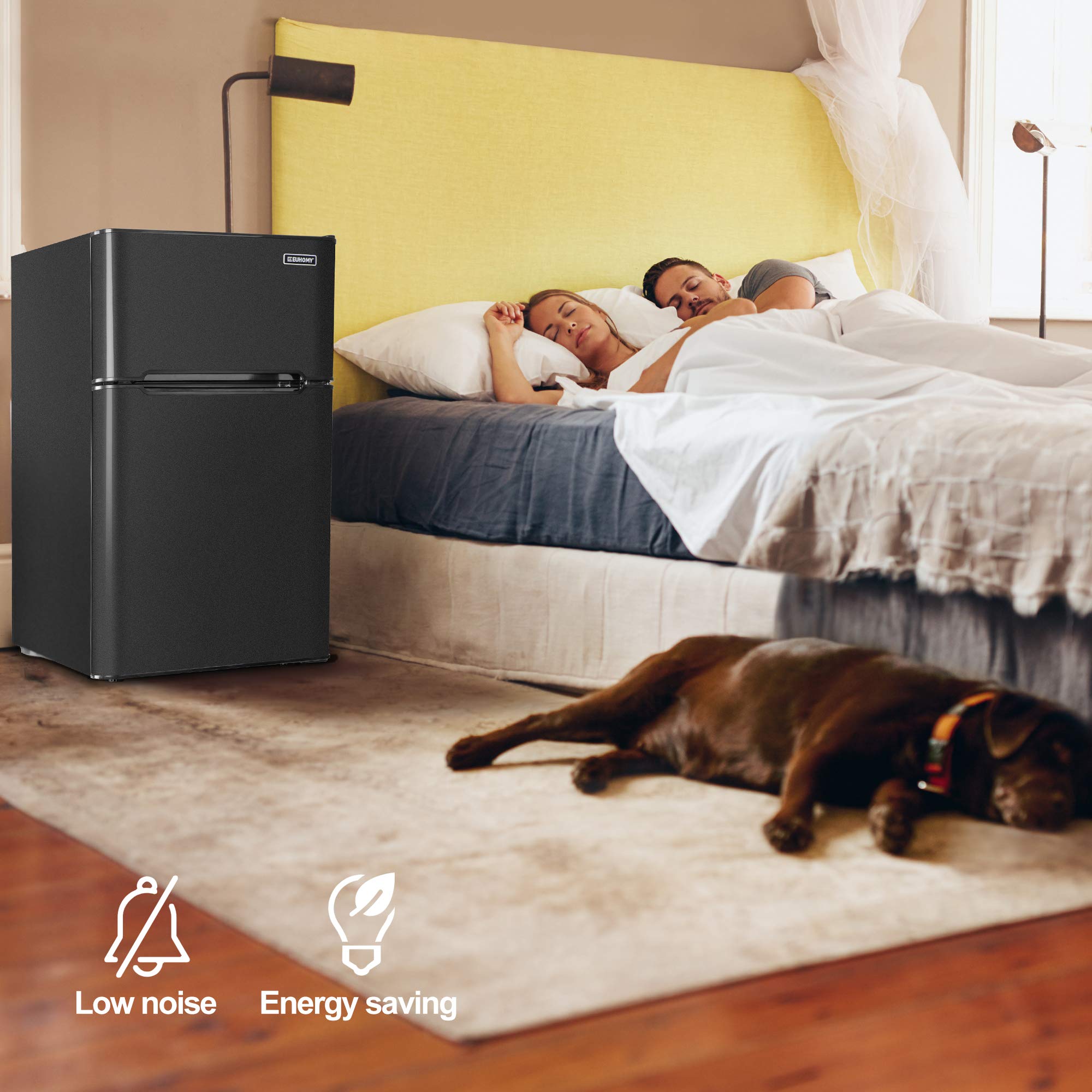 Euhomy Mini Fridge with Freezer, 3.2 Cu.Ft Compact Refrigerator with freezer, 2 Door Mini Fridge