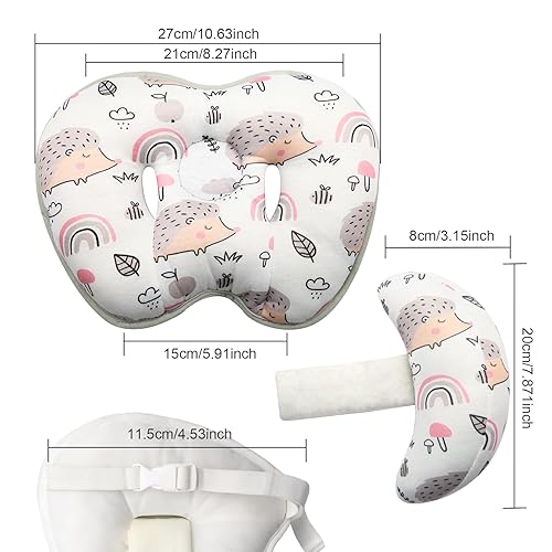 Miniatura 7 de vocheer Almohada de viaje 2 en 1 para bebé (actualizada), almohada de apoyo para la cabeza para cochecito, almohada de cuello de plátano con correa