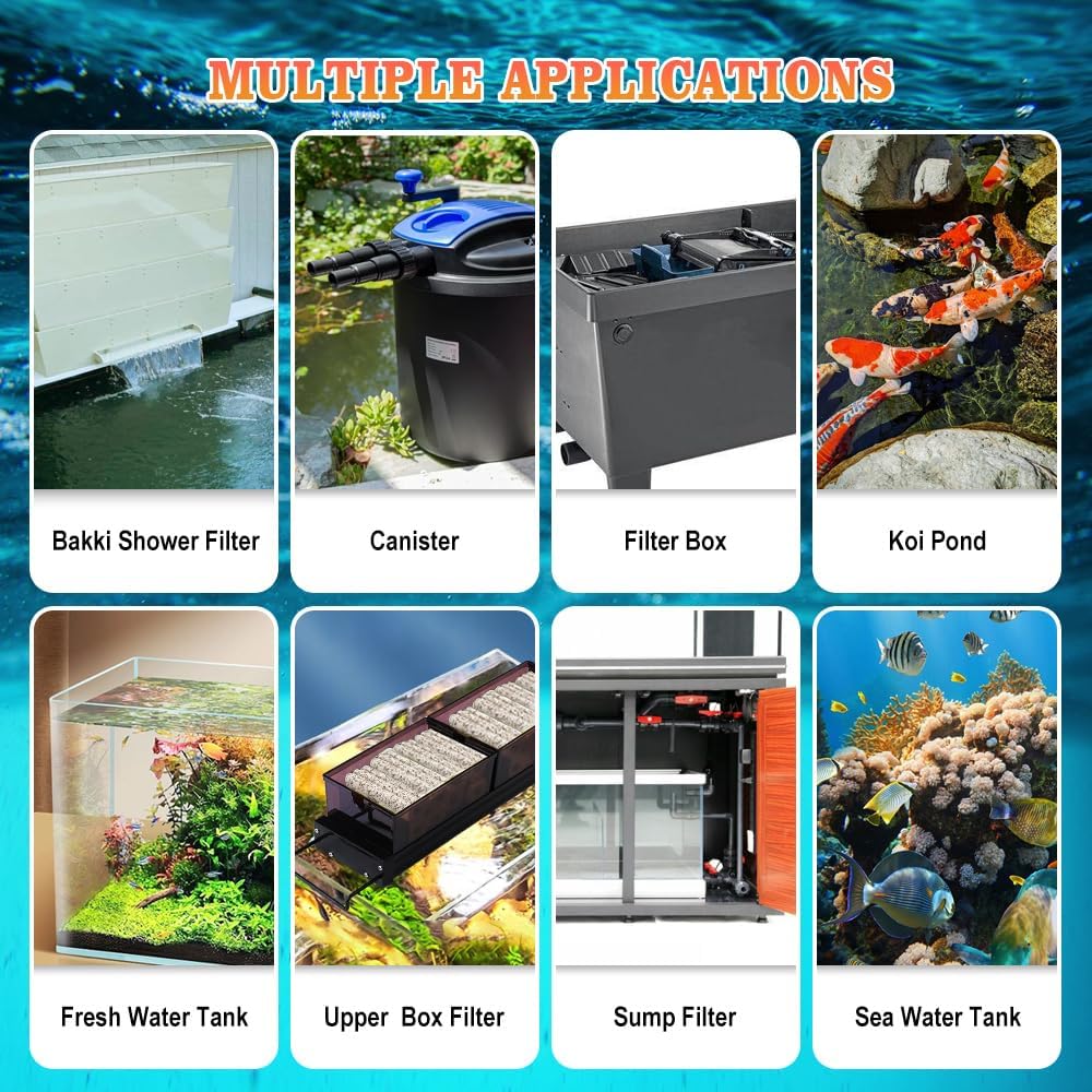 NEZO 6-inch Long Large Aquarium Fish Tank Filter Media 100pcs High Density Gray Bio Ceramic Blocks for Aquarium Fresh Water Fish Tank, Sea Water Marine Fish Tank, Sump Tank, Koi Pond and Else