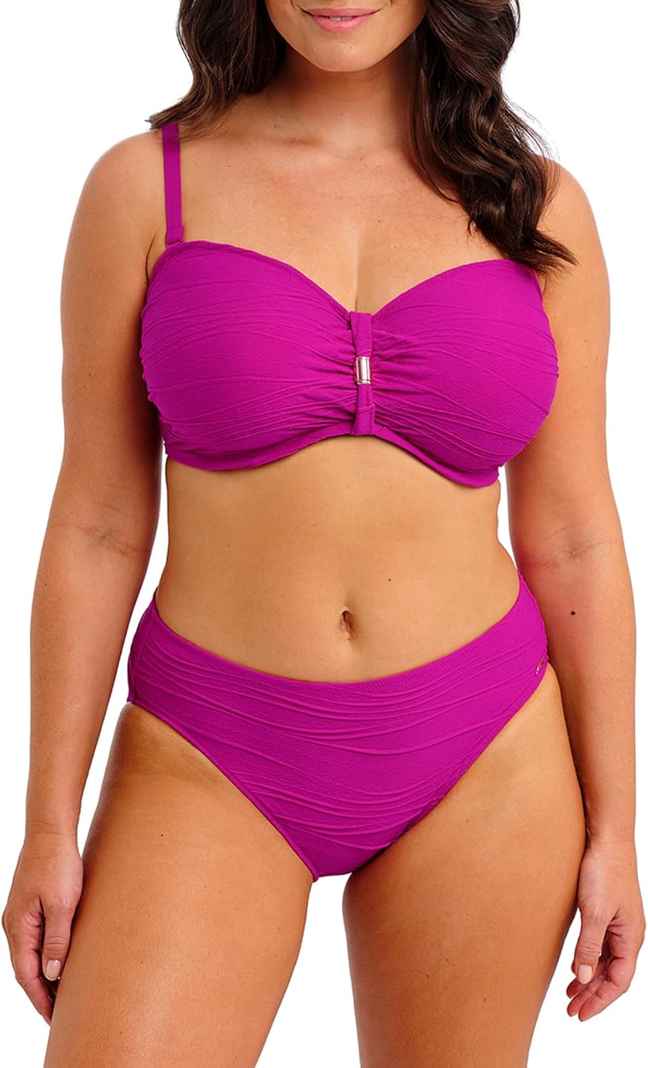 Womens Beach Waves Underwire Gathered Full Cup Bikini Top - Image 2