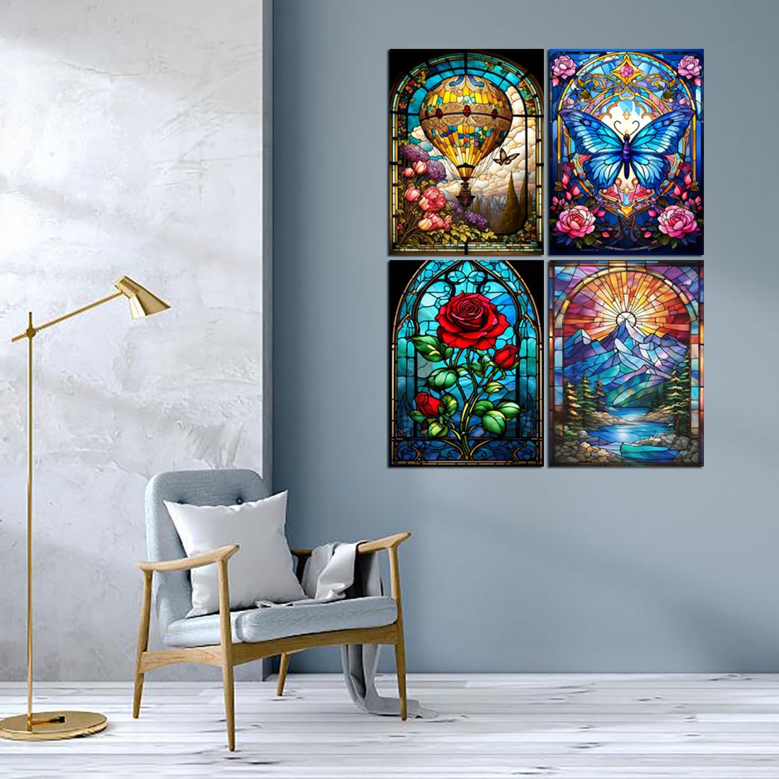 Muzagroo Art DIY Diamond Painting Kit Suitable for Adults 5D Diamond Art kit Beginner-Friendly Diamond Painting Rose Diamond Crafts 4Pieces Wall Art Suitable for Living Room and Bedroom - Image 3