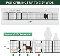 Vista 78 de FXW Puerta para perros extra ancha diseñada para uso en interiores, ancho ajustable de hasta 165 pulgadas de ancho