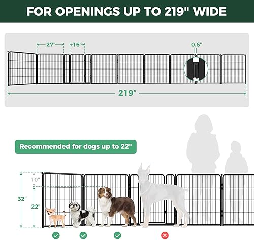 Miniatura 6 de FXW Puerta para perros extra ancha diseñada para uso en interiores, ancho ajustable de hasta 219 pulgadas de ancho (32 pulgadas de alto, 8 paneles