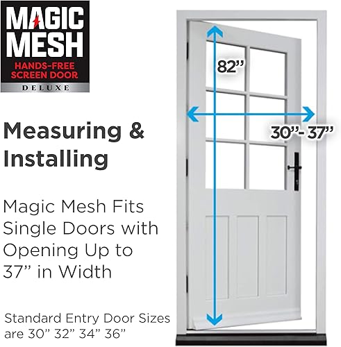 Miniatura 4 de Magic Mesh Deluxe puerta magnética con manos libres cortina de malla que mantiene a los insectos fuera gancho y bucle manos libres apto para