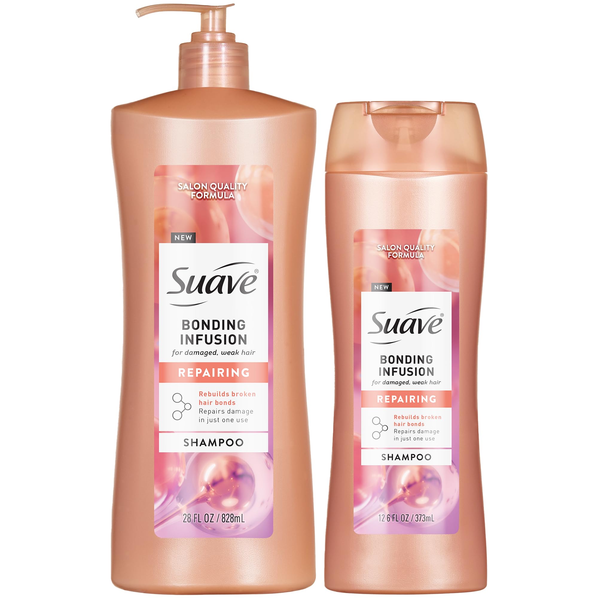 Suave Bonding Infusion Repairing Shampoo 2-Size Bundle, Intense Moisture Restores Shine & Resilience to Weak, Damaged Hair