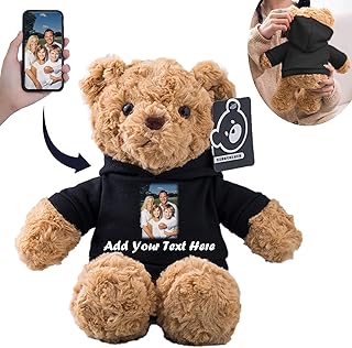 Personalized Teddy Bear Stuffed Animal, Stuffed Bear Plush Toys with Customized Text+Image as Personalized Gifts for Girlf...