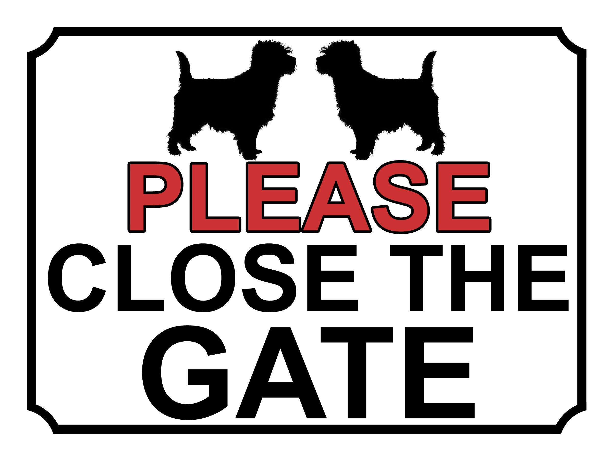 SHAWPRINT PLEASE CLOSE THE GATE DOG THEME METAL SIGN 200MM X 150MM (497H1), 200 x 150 mm