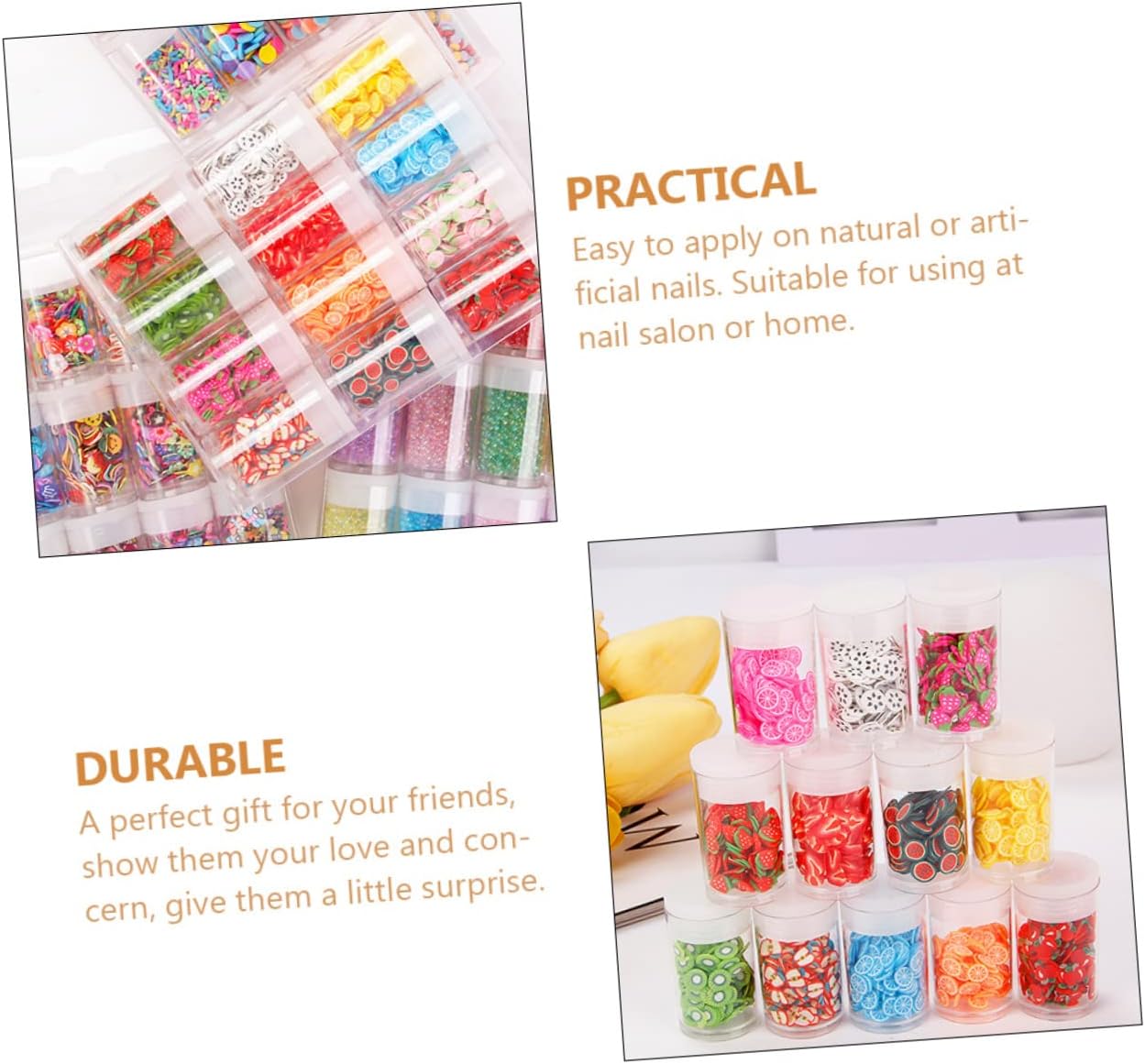 36 Boxes Nail Art Accessories Hand Decor Nail Art Decoration Nail Decor Nail Art Sulies Fruit Slices Nail Art 3D Nail Art Nail Polymer Clay Slices Nail Fruit Slices Manicure Ooze (Color : Assorted Co