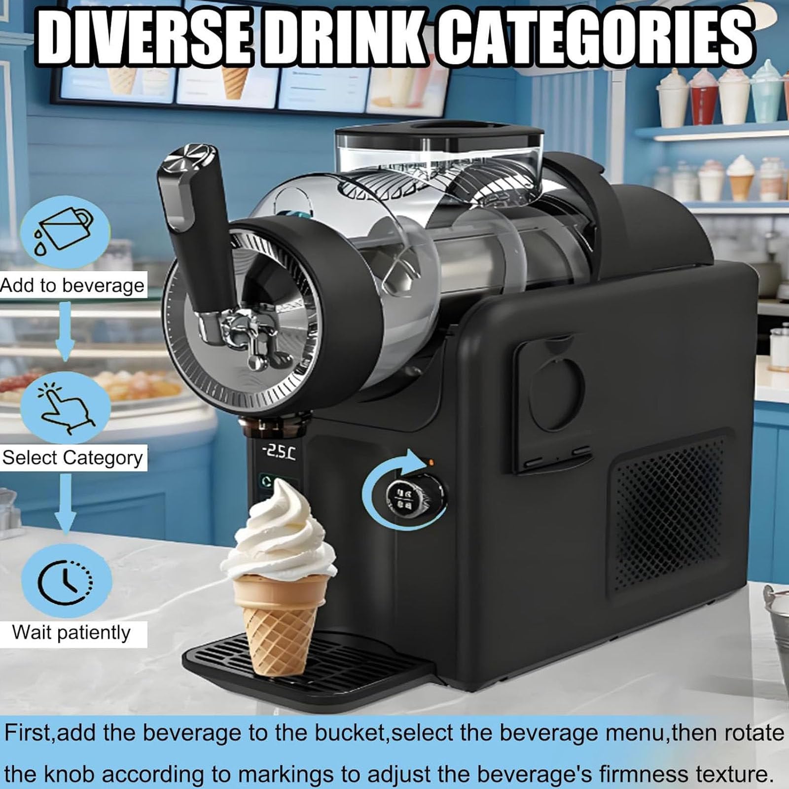 Macchina per Granite Da 2 Litri – Non Necessita Di Ghiaccio, Autopulente, per Preparare Granite Morbide, Milkshake, Frappé E Cocktail in Casa – 5 Programmi Preimpostati per Granite Cremose White