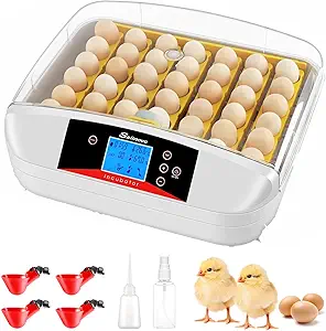 Sailnovo 42 Egg lncubators for Hatching Eggs Efficient with Automatic Egg Turning Temperature Control Humidity Display Chicken Egg Incubator with 4 Water Feeders, Water Bottle, Watering Can
