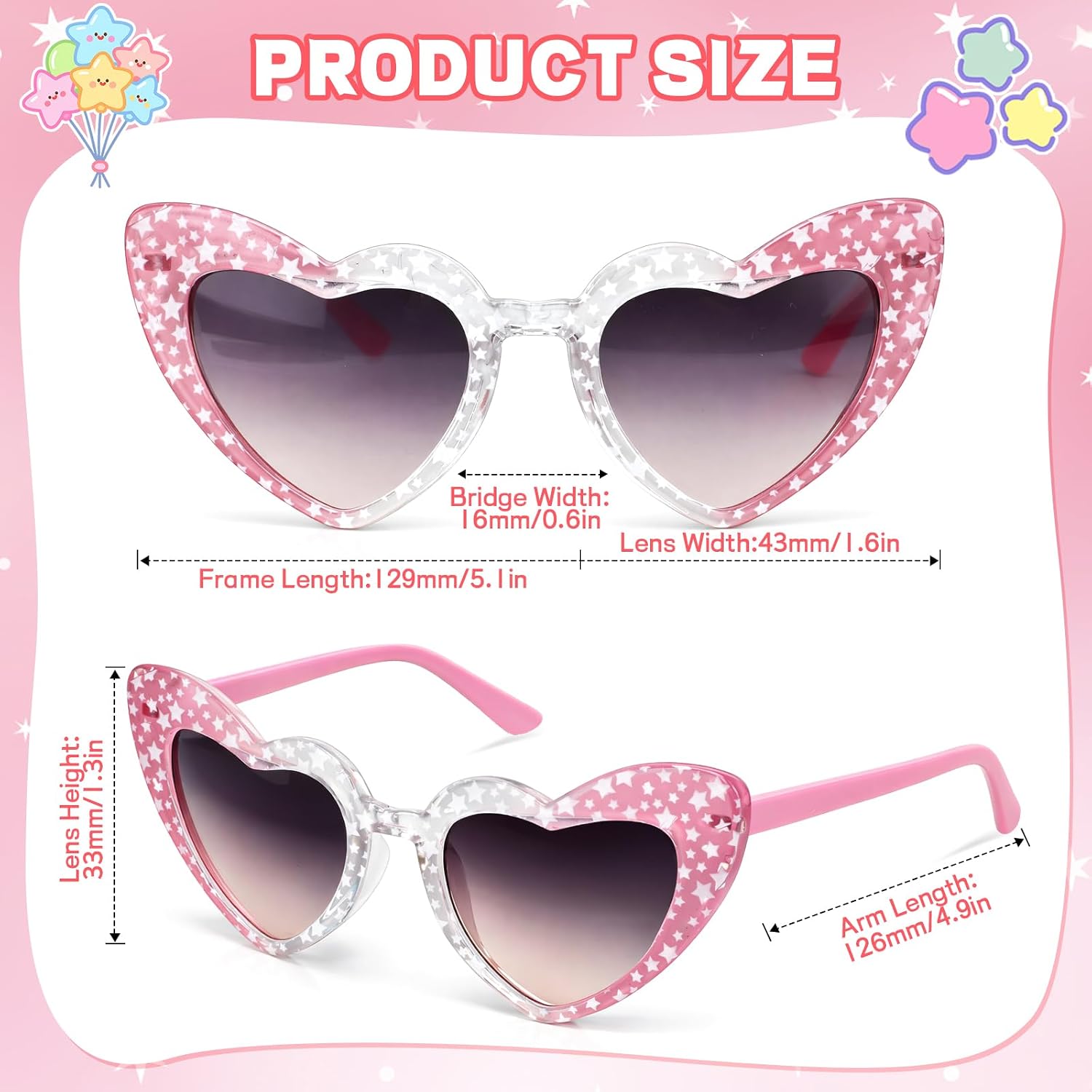 Girls Baseball Cap Sunglasses for Kids, Adjustable Trucker Cap Baseball Hat Pink Heart Sunglasses for Girls 3-8 Years