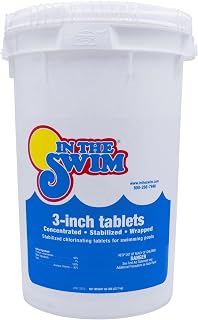 InTheSwim 3 Inch Stabilized Chlorine Tablets 50 lbs - Slow-Dissolving Tri-Chlor Pool Sanitizer, 90% Available Chlorine, UV Protected