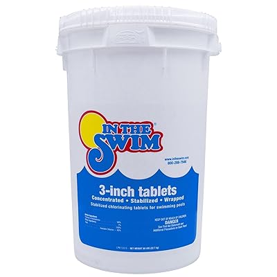 In The Swim 3 Inch Stabilized Chlorine Tablets for Sanitizing Swimming Pools - Individually Wrapped, Slow Dissolving - 90% Available Chlorine - Tri-Chlor - 25 Pounds