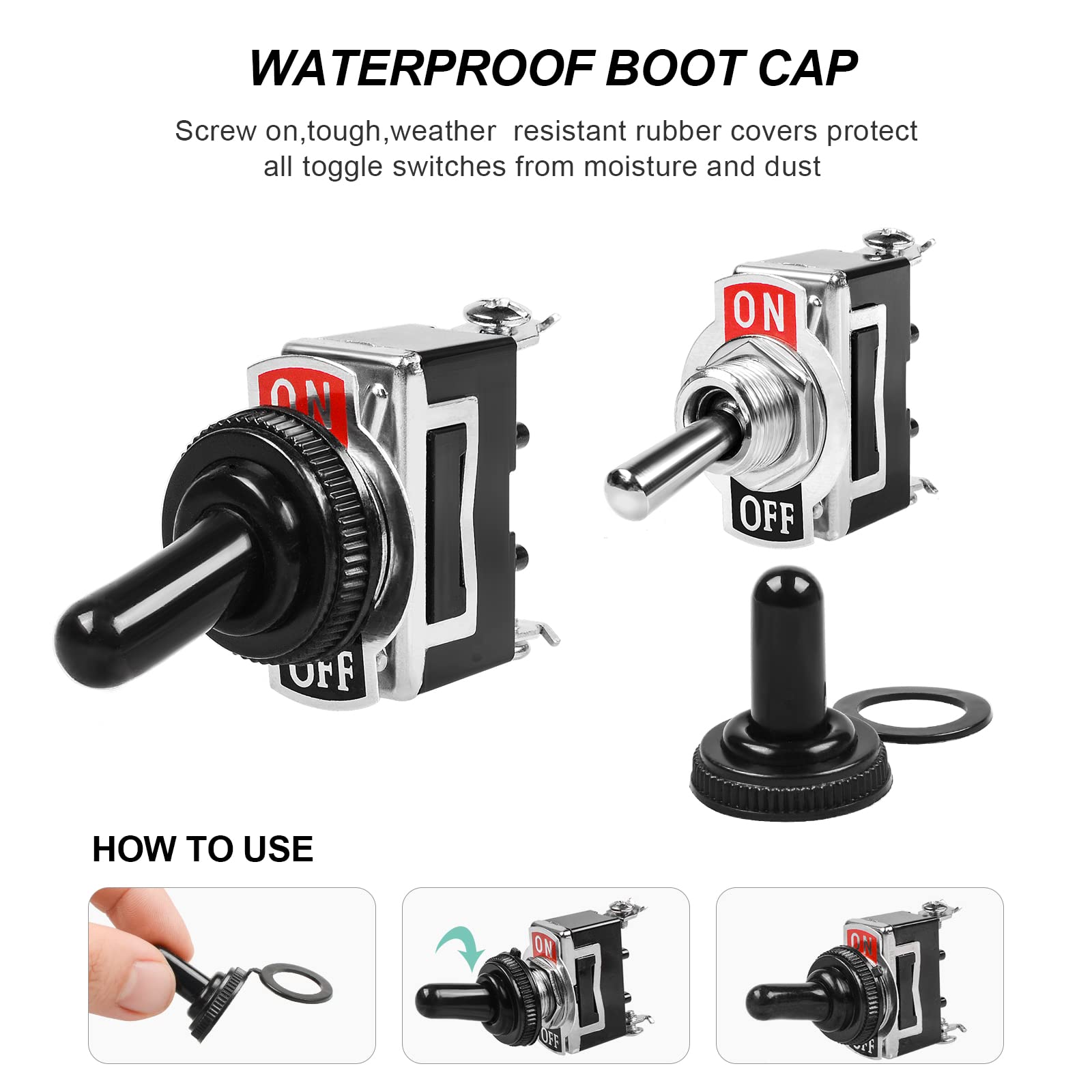 Waterproof Switch 5 X Heavy Duty 20A 125V SPST 2 Terminal ON/OFF Toggle ...