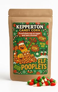 Kepperton Elf Pooplets Christmas Candy Corn - Festive Red, Green & White Holiday Treat, Small-Batch Vanilla Sweets in Kraft Pouch, Witty Stocking Stuffer & Gift