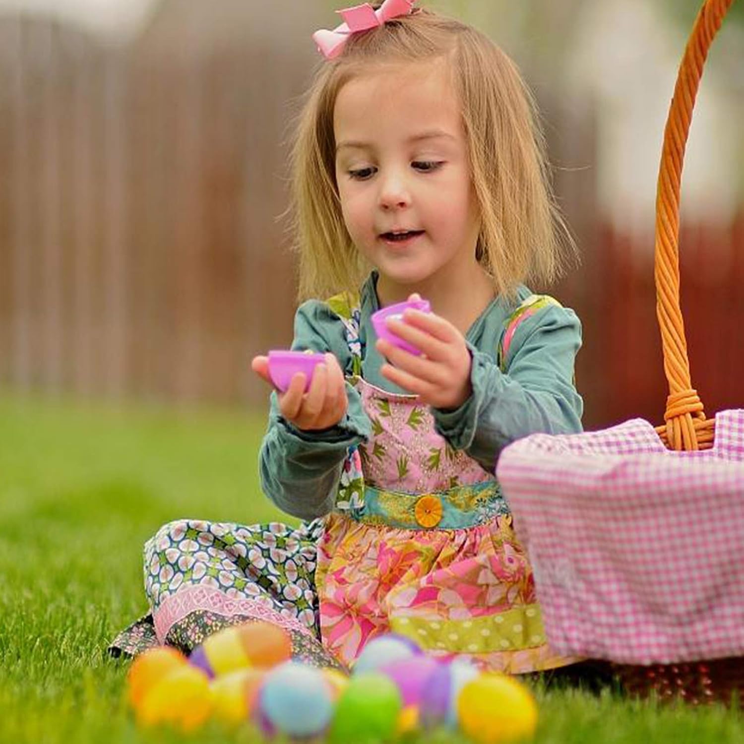 Easter Eggs Easter Basket Stuffers Fillers Filled 4 Pack Eggs with Cute Purse Inside, Easter Gifts for Girls Kids Toddlers Plastic Easter Toys