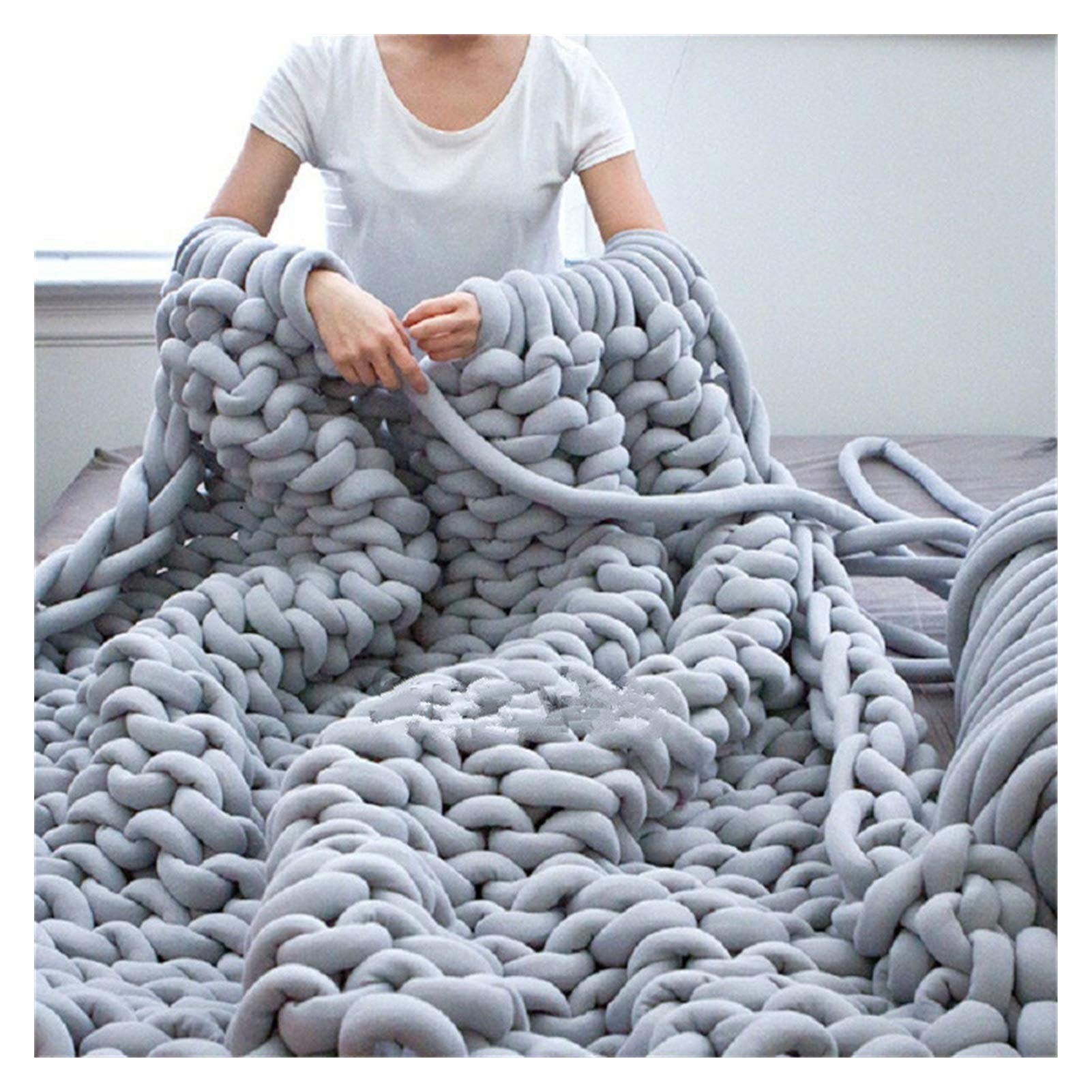 Gruba włóczka w rurkach Gruba przędza do robótek ręcznych na szydełku Super Bulky Multicolor 500g miękkiej bawełny(Khaki 0.5kg)