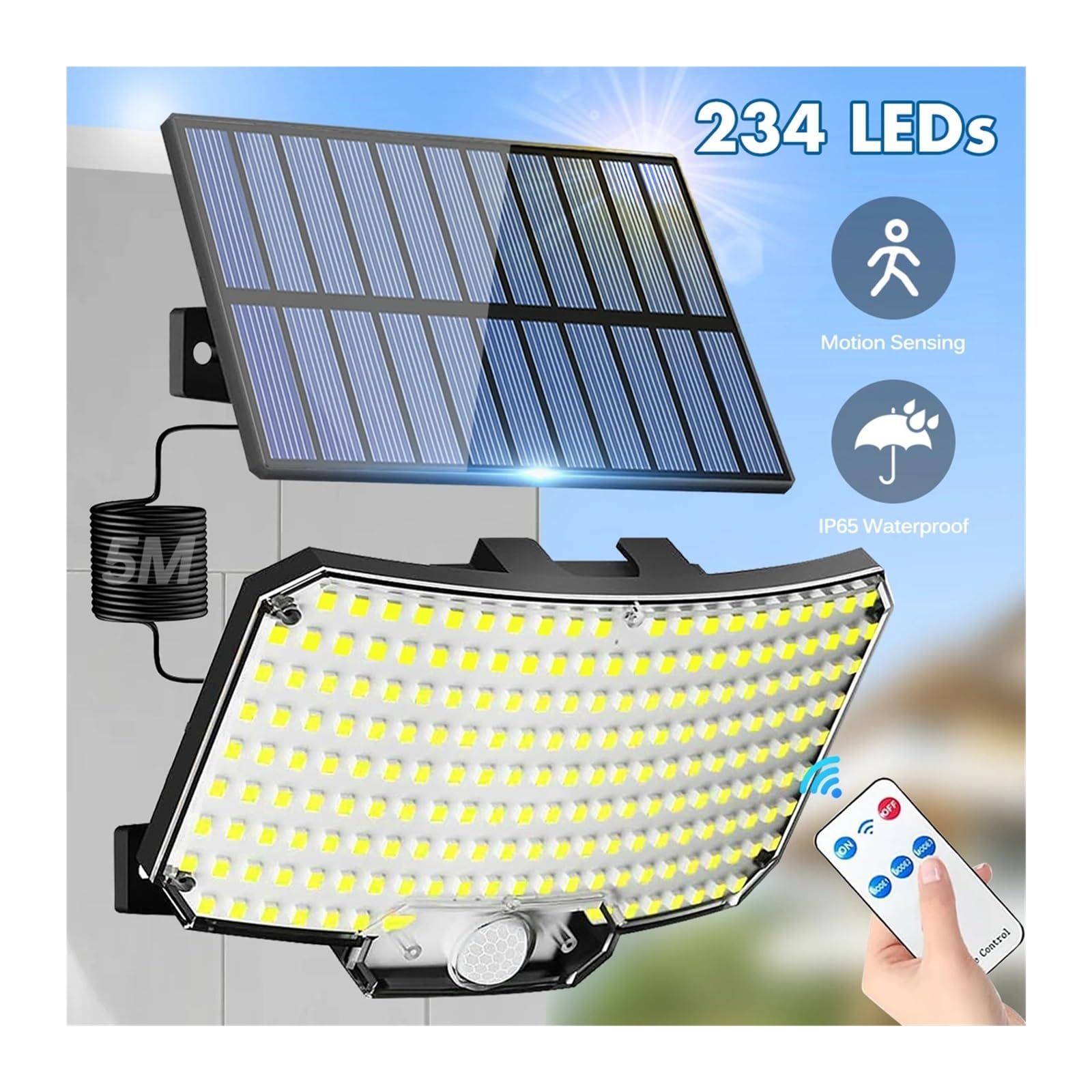 Oświetlenie zewnętrzne na energię słoneczną, Lampy solarne zewnętrzne 234LED 3 tryby czujnik ruchu reflektory z em IP65 wodoodporne bezpieczeństwo lampy solarne na zewnątrz,do drzwi wejściowych, podw
