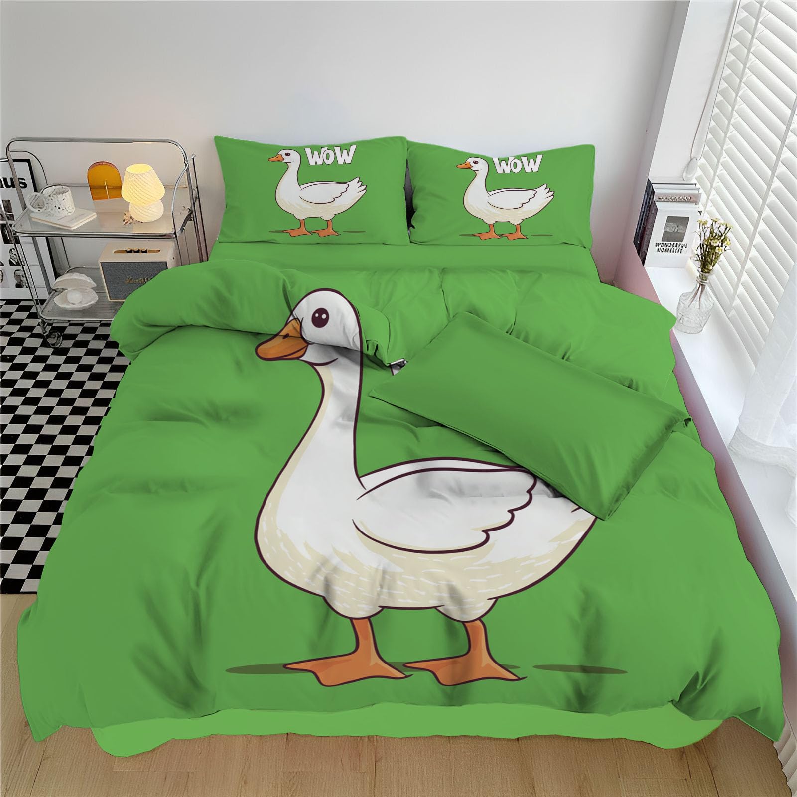 Parure de couette enfants oie blanche pour une chambre d'enfant douce et ludique