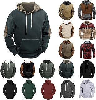 Mens Sweatshirts Crewneck Oversized Long Sleeve Casual Hoodie Drawstring Aesthetic Streetwear Pullover with Pocket