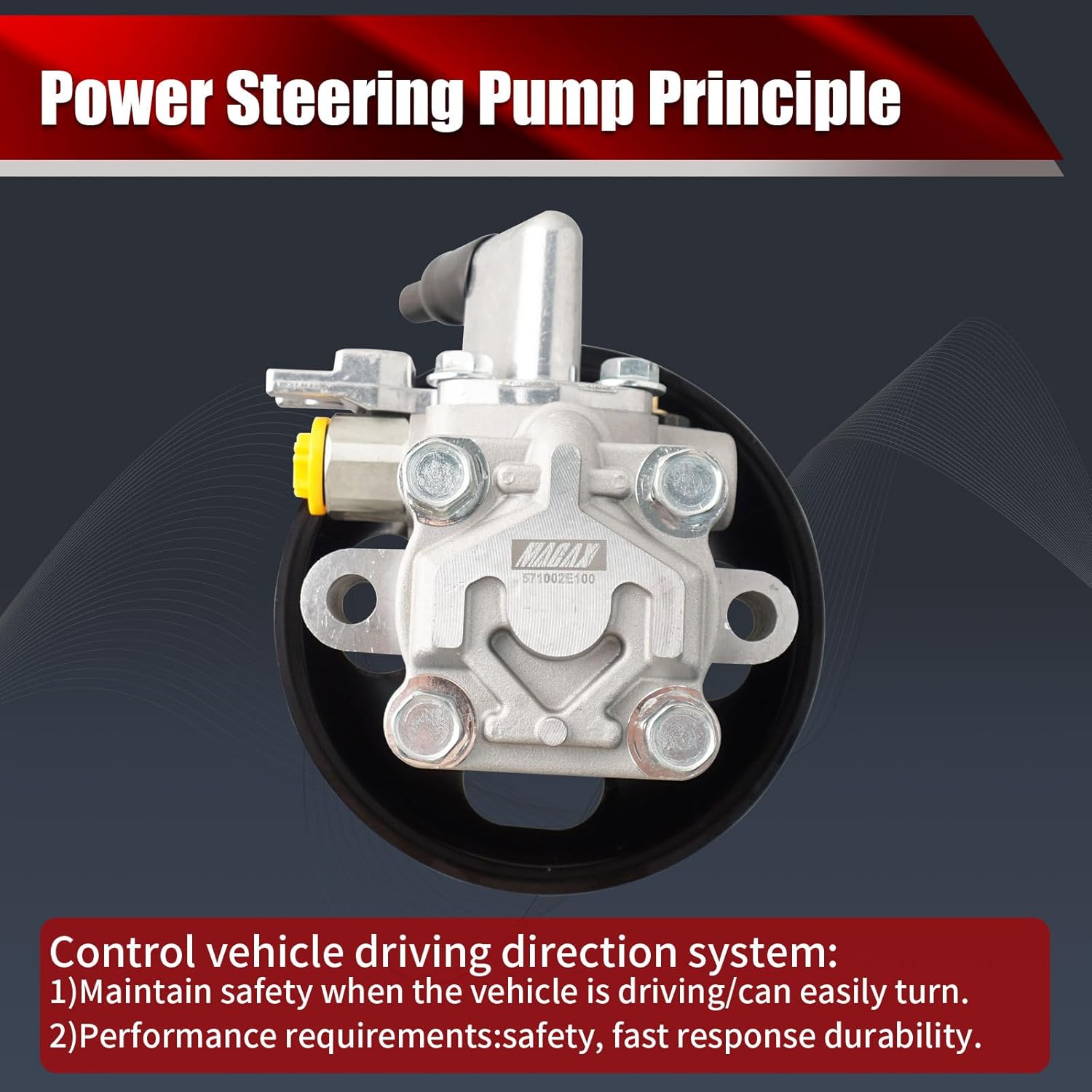 Power Steering Pump 571002E100 with Pulley Compatible with Hyundai Tucson 2005-2009 Kia Sportage 2005-2010 2.7L V6 Replaces 21-5449 96-05449 990-0789 N990-0788 5837N 6109PX