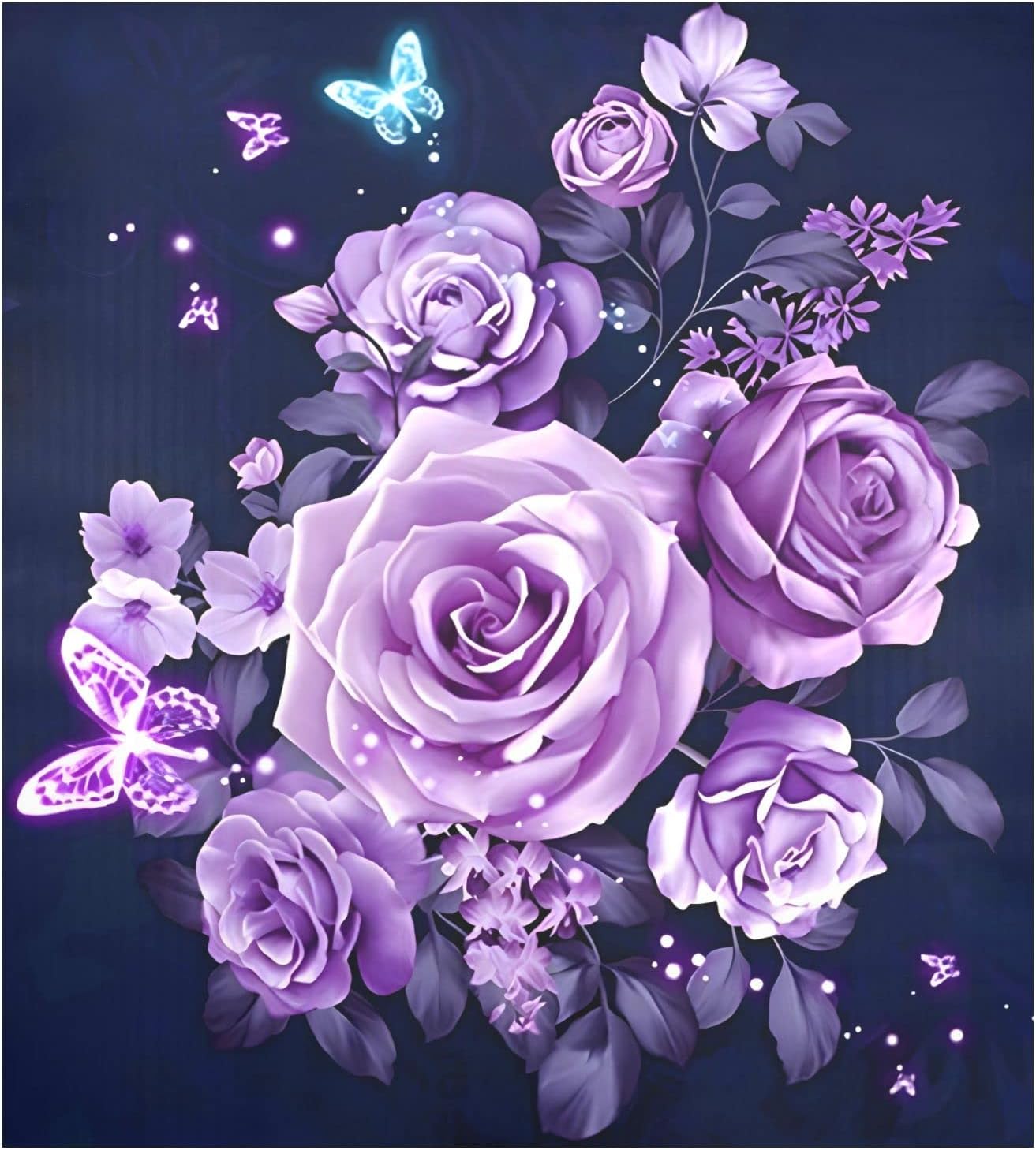 Naanle Dishwasher Magnet Cover Purple Rose Flower Front Dishwasher Cover Magnetic Kitchen Home Cabinet Decals Appliances Stickers Refrigerator Decorative 23" x 26"