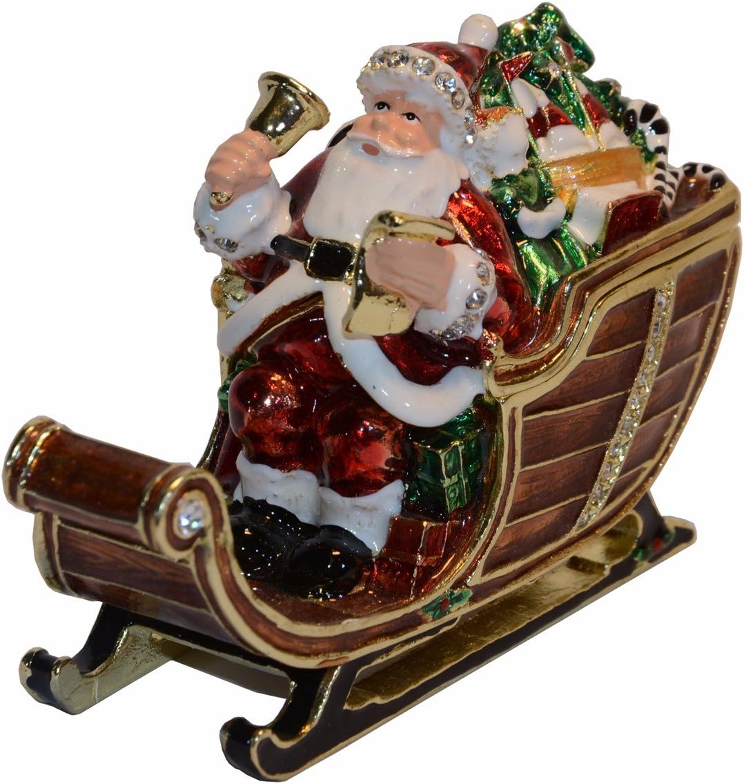 Christmas Ornament Trinket Box Jewelry Box Hand Painted Decorative Box with Hinged Lid Ring Earring Holder Holiday Figurine Collectible