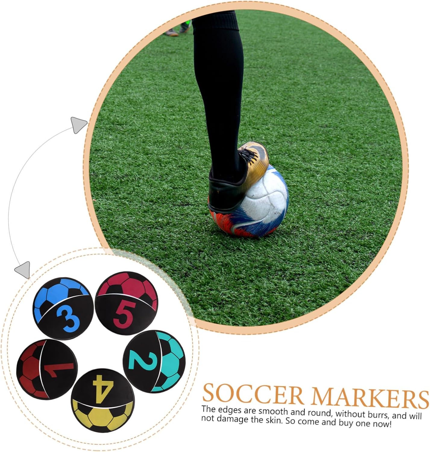 Kisangel 5pcs Soccer Training Markers Numbered Discs for Football Exercises Smooth Edges TPE Material for and Athletes