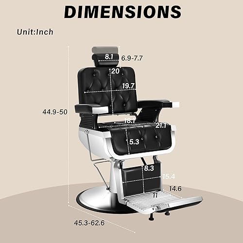 Miniatura 2 de Silla de peluquería reclinable, silla de peluquería estilista, sillas de peluquería para peluquería soporta hasta 500 libras, equipo de champú