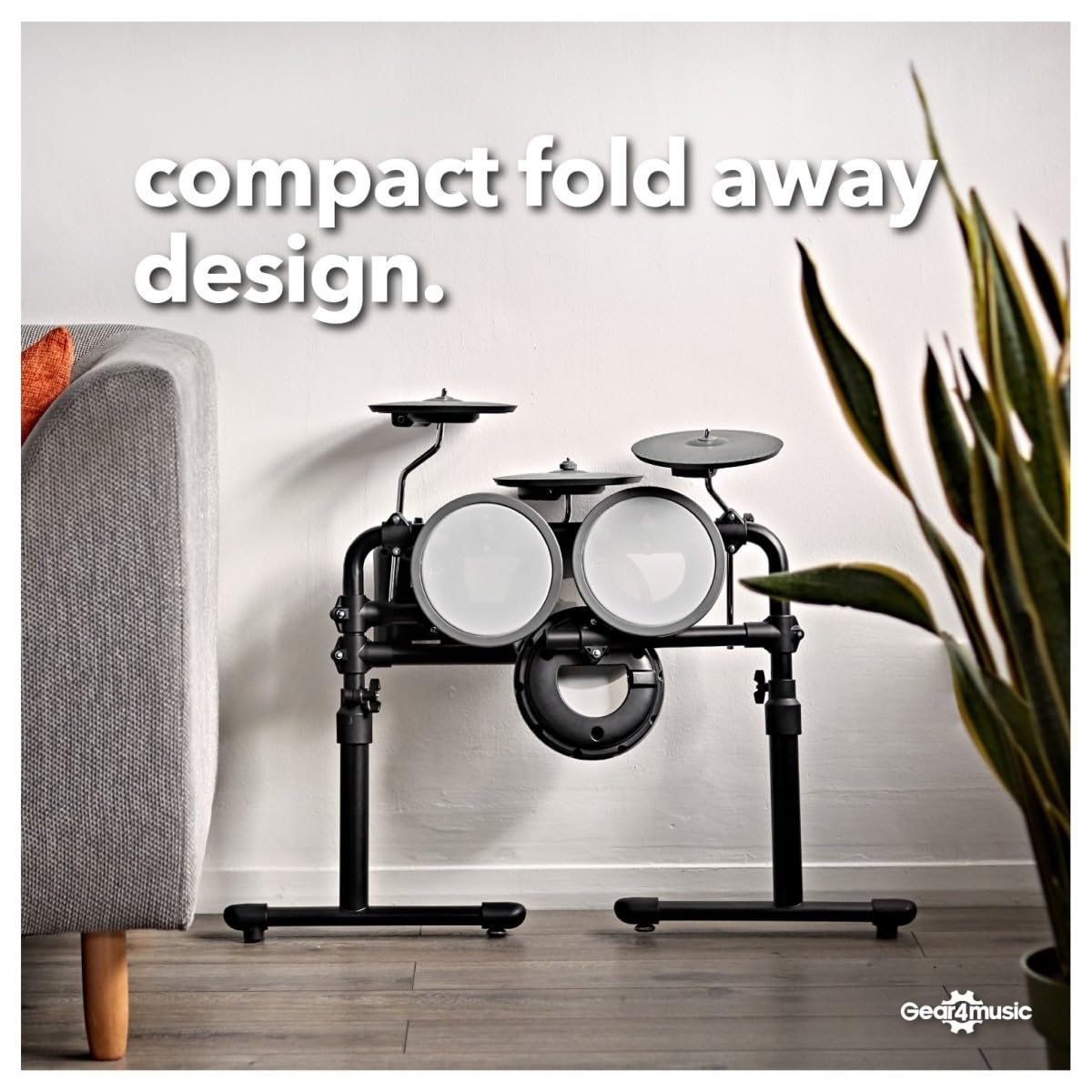 VISIONDRUM Schlagzeug Elektronisch Kinder und Erwachsene - E Drum Set mit 7 Leisen Mesh Pads Elektro Schlagzeug mit Verstärker Drum-Thron Sticks und Kopfhörer - Orange