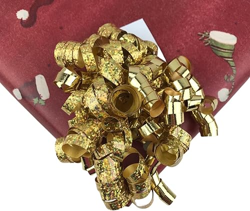 MMvolesy Lazos de Navidad rizados metálicos dorados con diseño de estrella, lazos autoadhesivos para regalo de Navidad, día de San Valentín, regalos disponible en Yaxa Guatemala