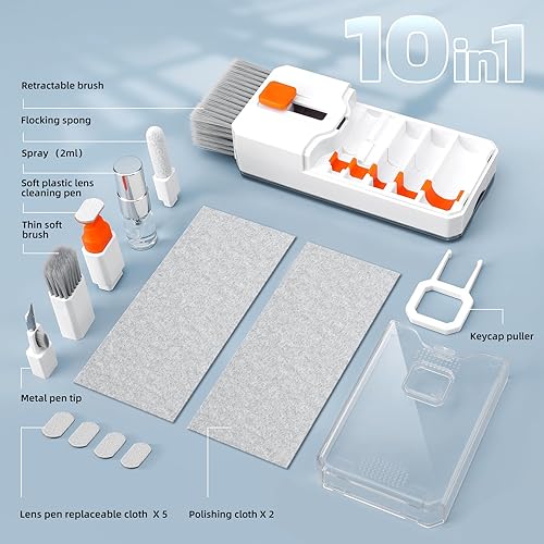 Miniatura 8 de Kit de Limpieza de Teclado, Limpiador de Laptop, Herramienta de Cepillo de Limpieza de Pantalla de Computadora 10 en 1, Kit de Limpiador Electrónico