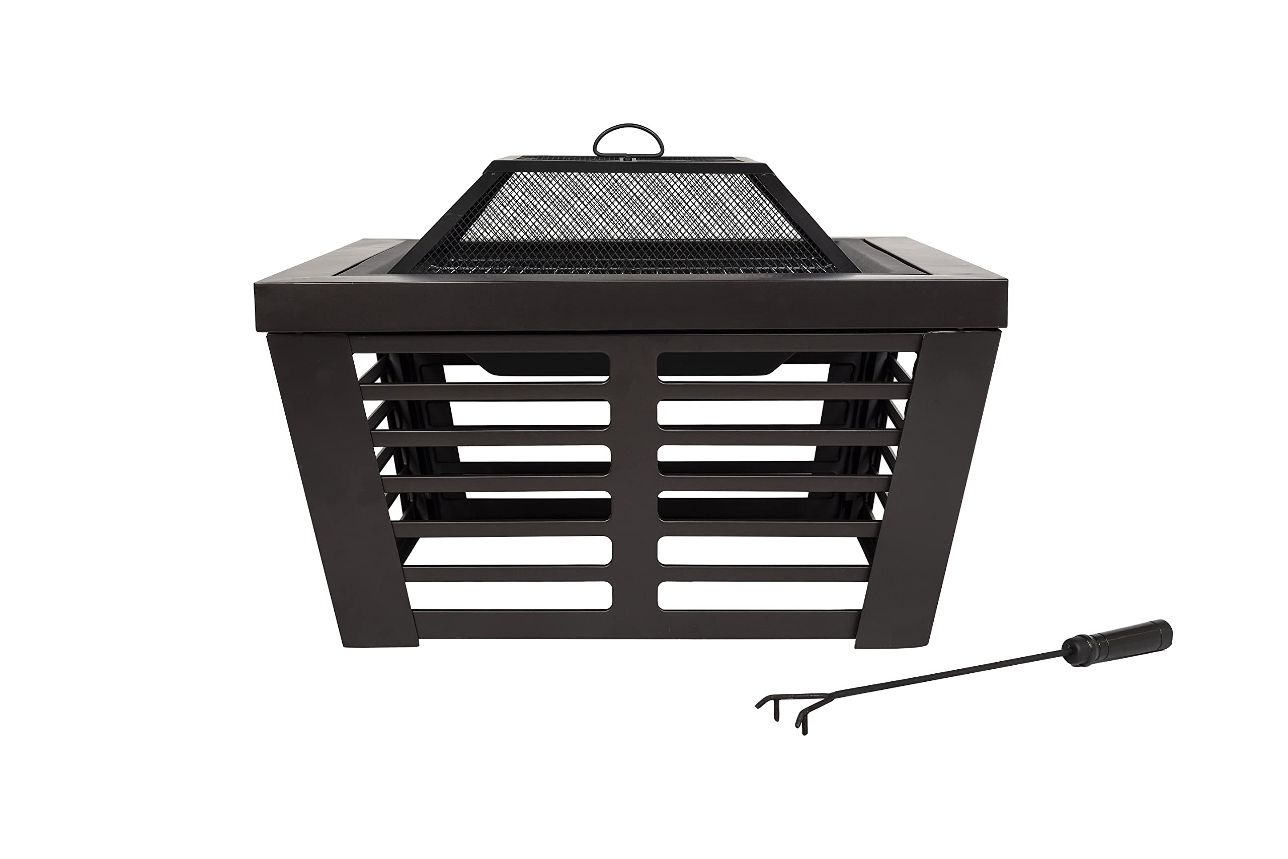 La Hacienda Elda Large Bowl Fire Pit with BBQ Grill - Outdoor Patio Heater Firepit XL 75cm, Black