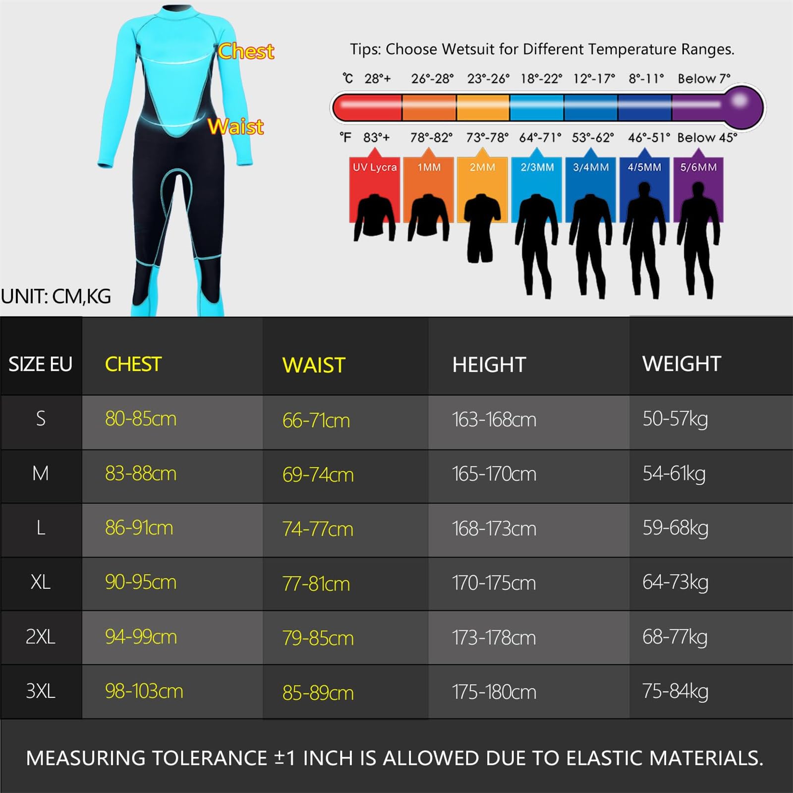BEIAKE One Pieces Sports Swimming Long Sleeve 3mm Neoprene Full Length Thermal Wetsuits for Diving Surfing Snorkeling