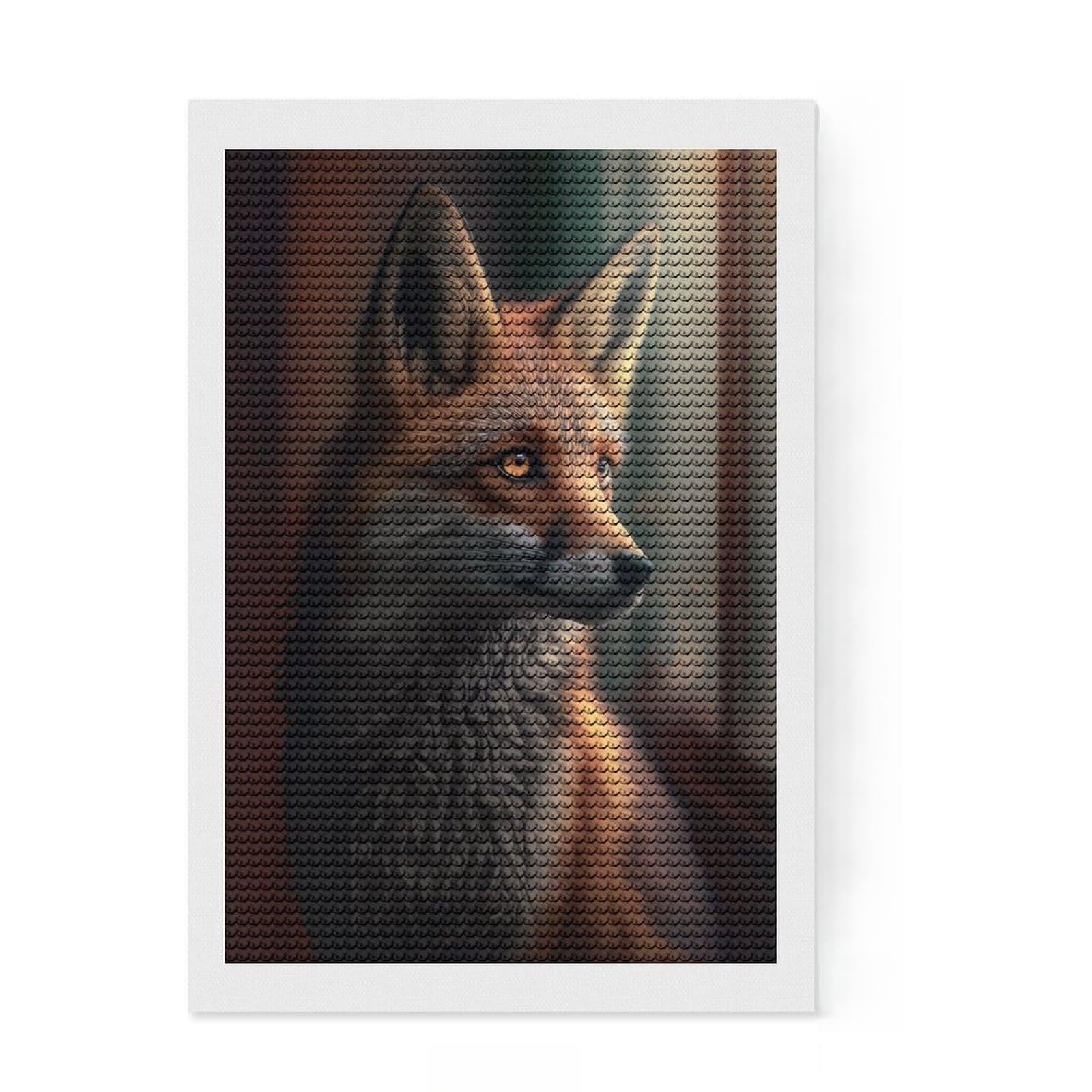 Junmoney The Watching Fox Diamond Art Canvas 8"x12", for Beginners, Printed Canvas, Farmhouse Decor, Birthday Gift, Relaxing DIY Hobby