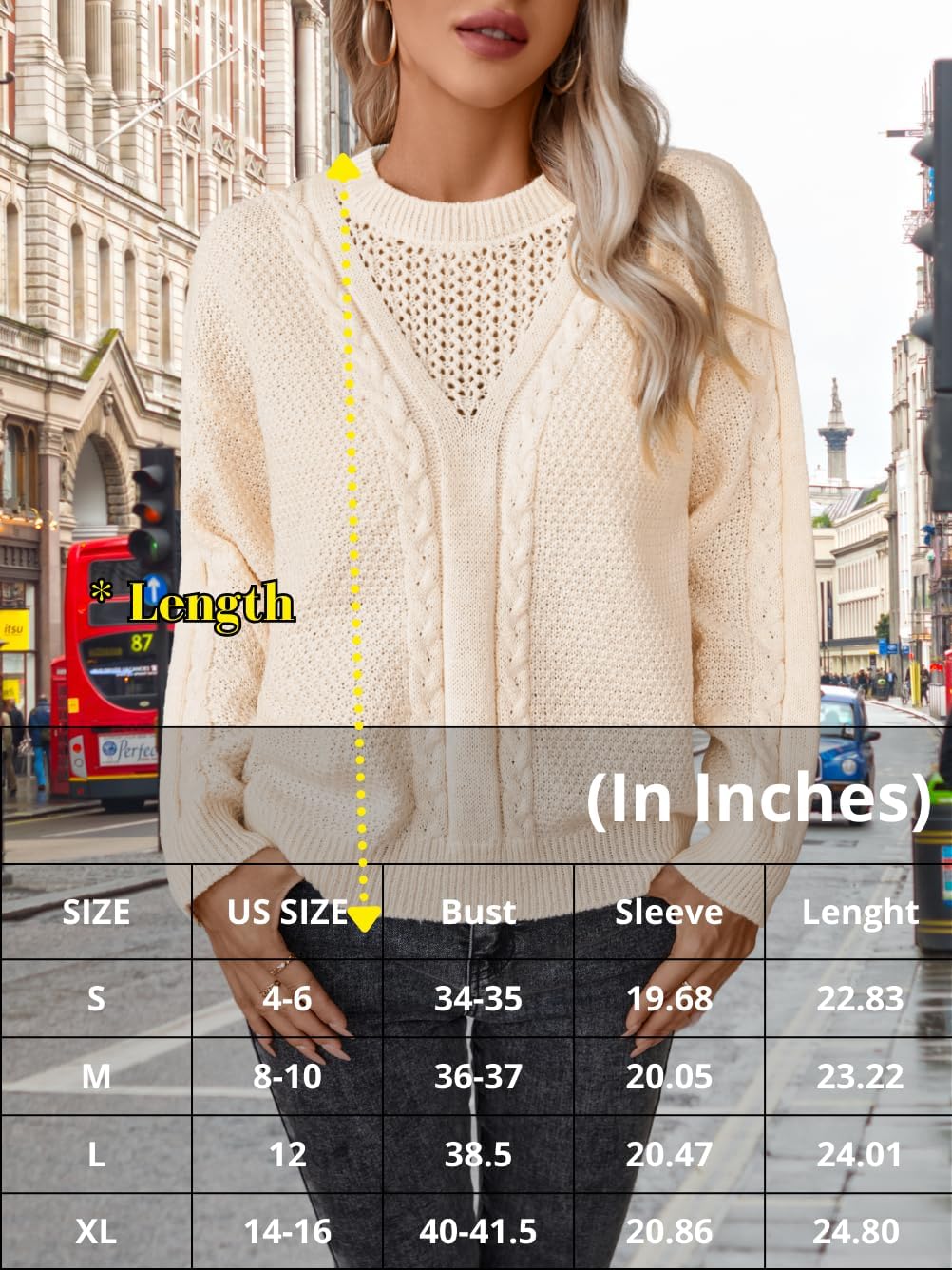 Vintage Cable Knit Sweater Women, Crew Neck Long Sleeve Chunky Sweaters, Loose Pullover Jumper Top Casual Fall Outfit - Image 6