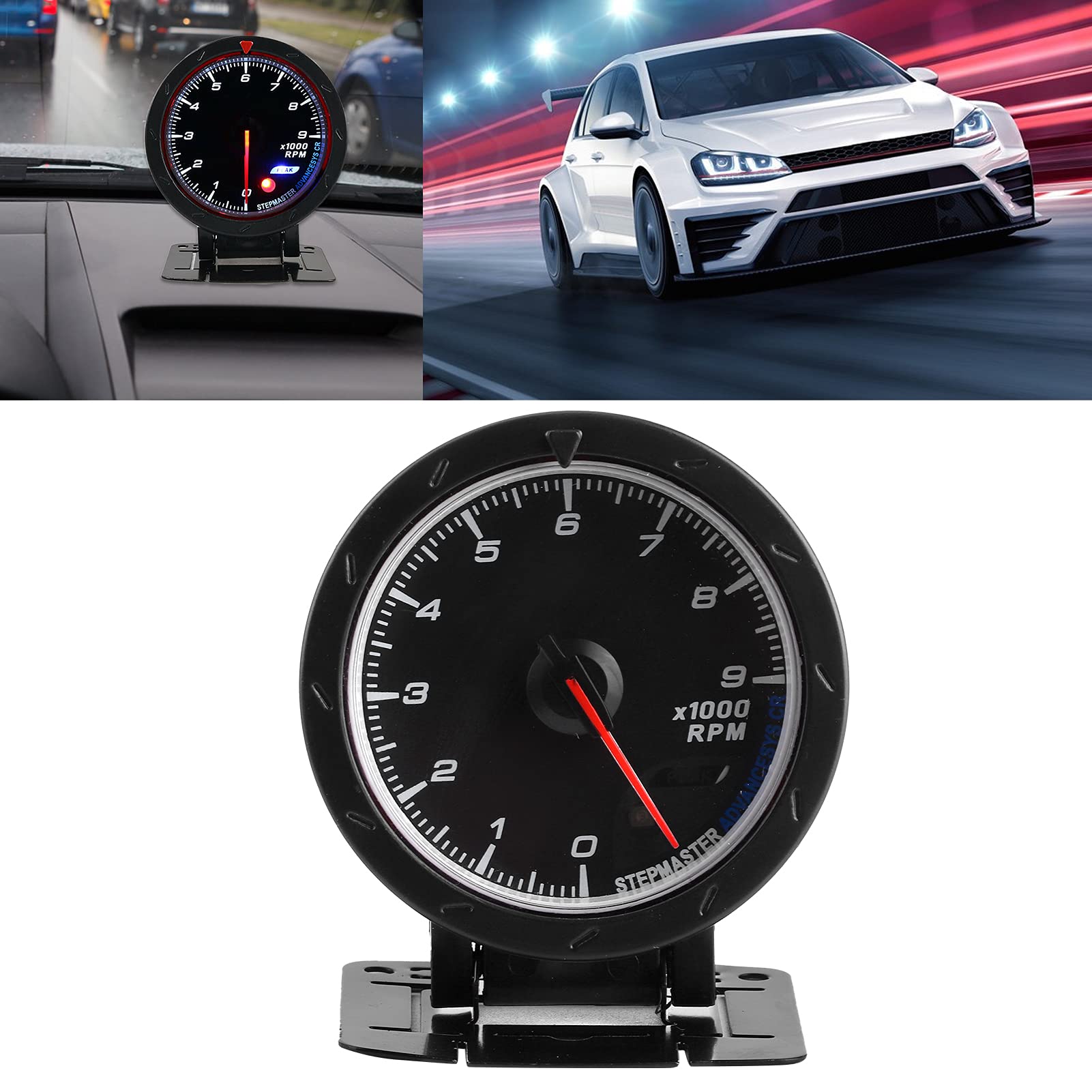 0-9000 RPM Gauge 52mm Tachometer Gauge 0-9000 RPM - Universal 12V Car ...