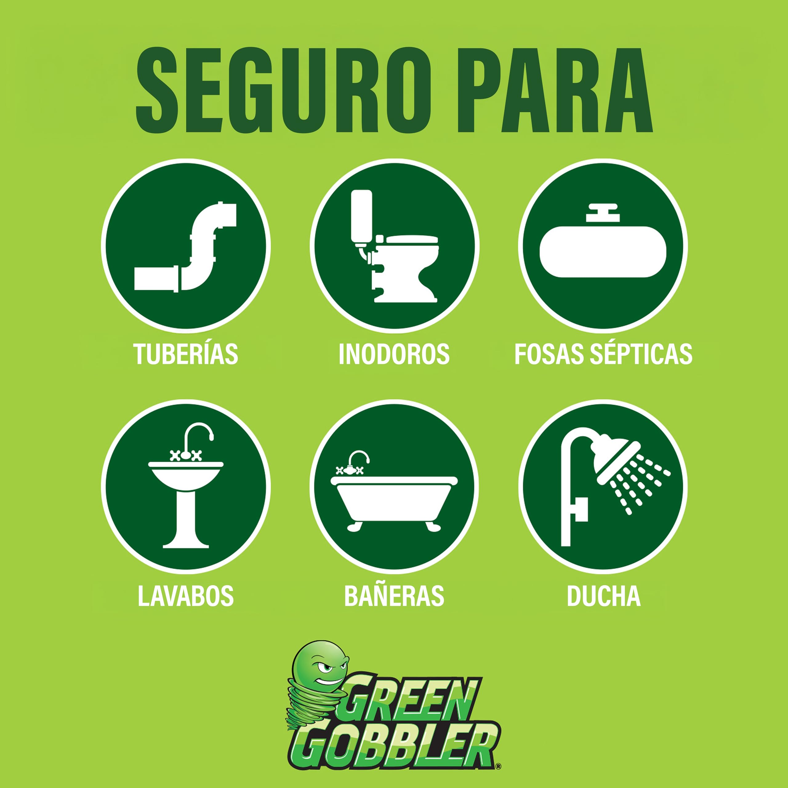 Green Gobbler - Desatascador de Tuberías - Disuelve Pelo y Materiales Orgánicos en Inodoros, Lavabos y Desagües - 3.8 L