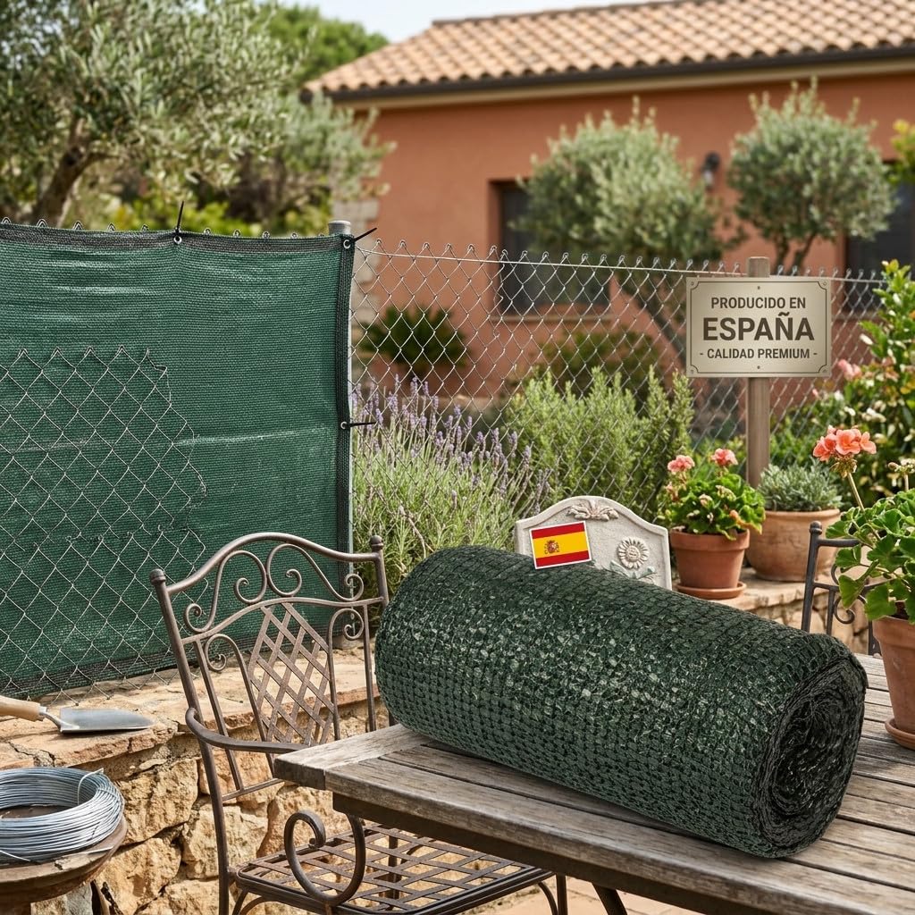 Suinga Malla de Sombreo Ocultacion 1 x 50 Metros Verde Oscuro | Ocultacion 100% para Terrazas, Jardines y Parcelas | Privacidad Total y Proteccion Solar Exterior