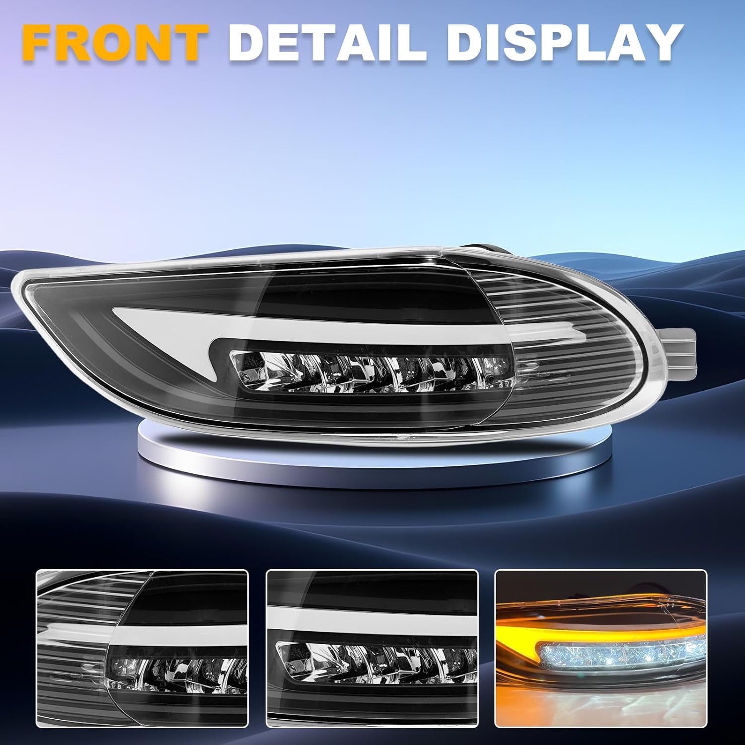 LED&DRL Fog Lights Compatible with Camry 2002-2004/ Corolla 2005-2008/ Solara 2002-2003 1 Pair of Front Bumper Fog Lamps with Daytime Running and Turn Signal- Clear Lens