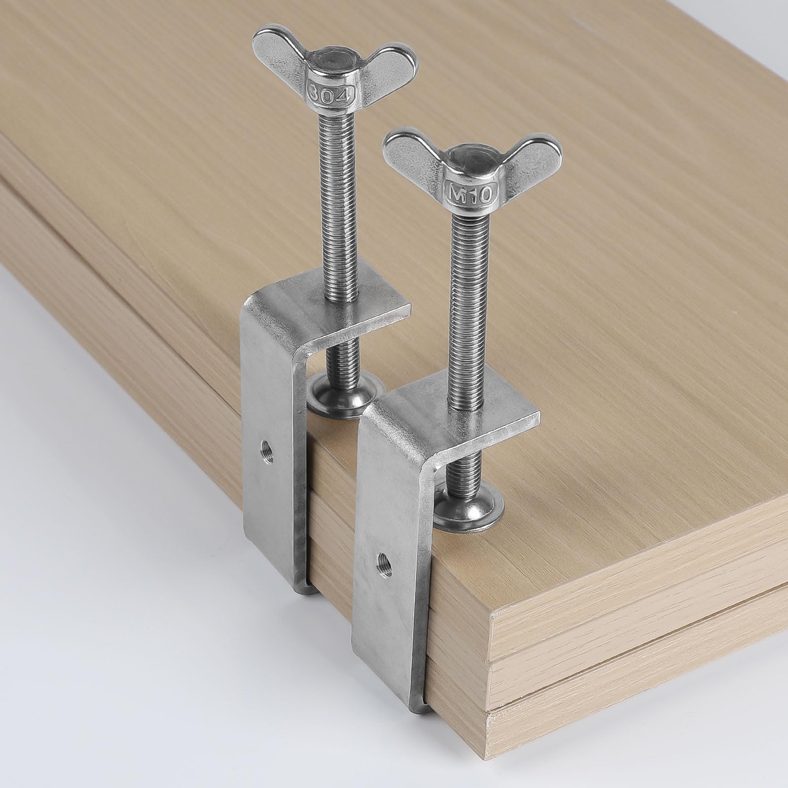 EXLECO Lot de 2 pinces en C en acier inoxydable de 0 à 80 mm - Borne à vis réglable - Ouvertures de mâchoire - Pince de fixation - Pince de fixation pour soudure, menuiserie, travail du bois
