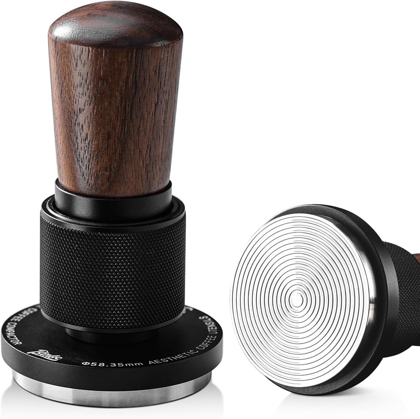 Bincoo 51mm Espresso Tamper,30lb Consistent Pressure Coffee Tamper with Stainless Steel Ripple Base,Barista Espresso Tamper Wood Handle for Home Coffee Espresso Accessories (Black, 51mm)