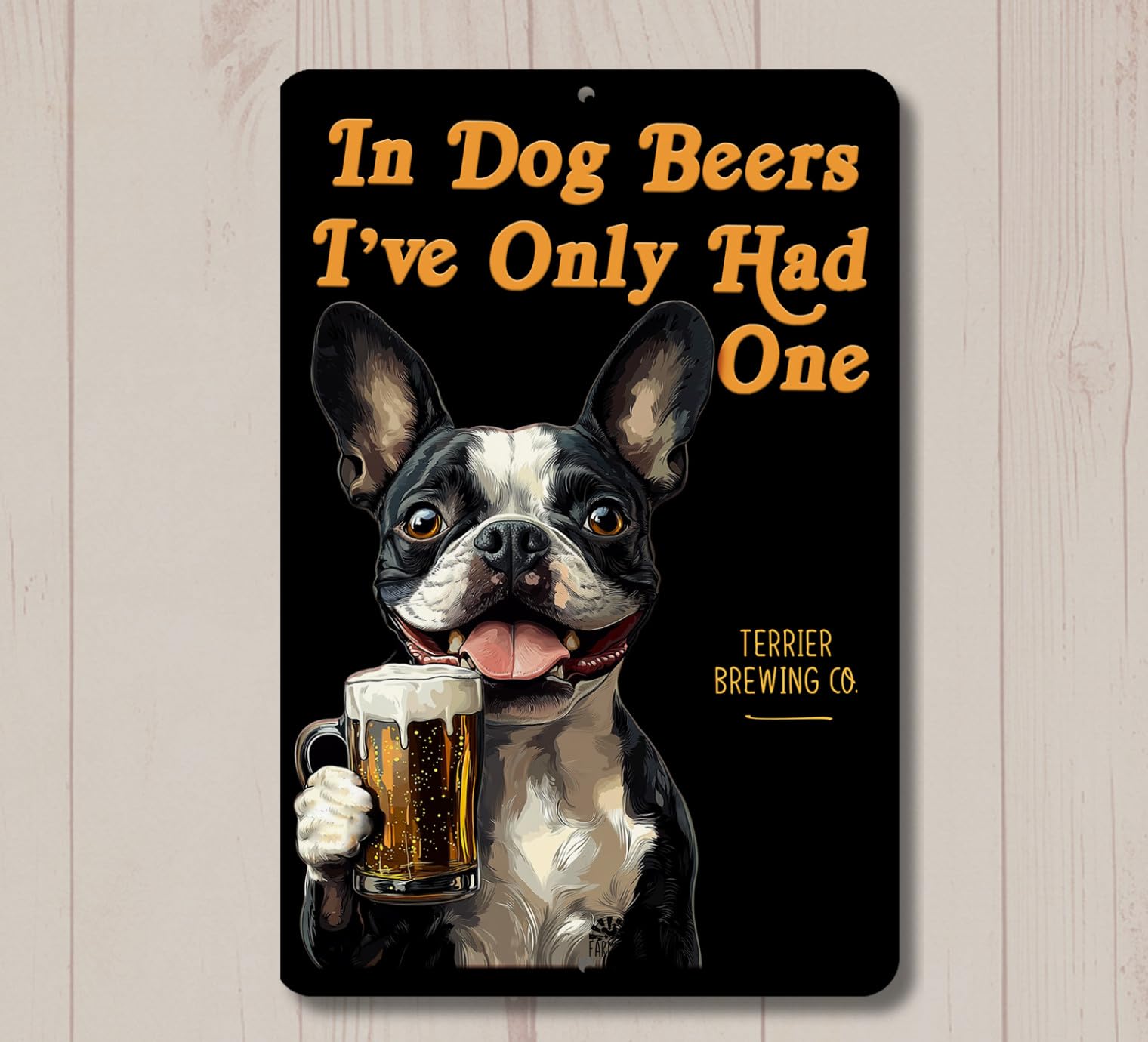 Boston terrier In Dog Beers sign man cave beer bar decor funny metal tin art home decor