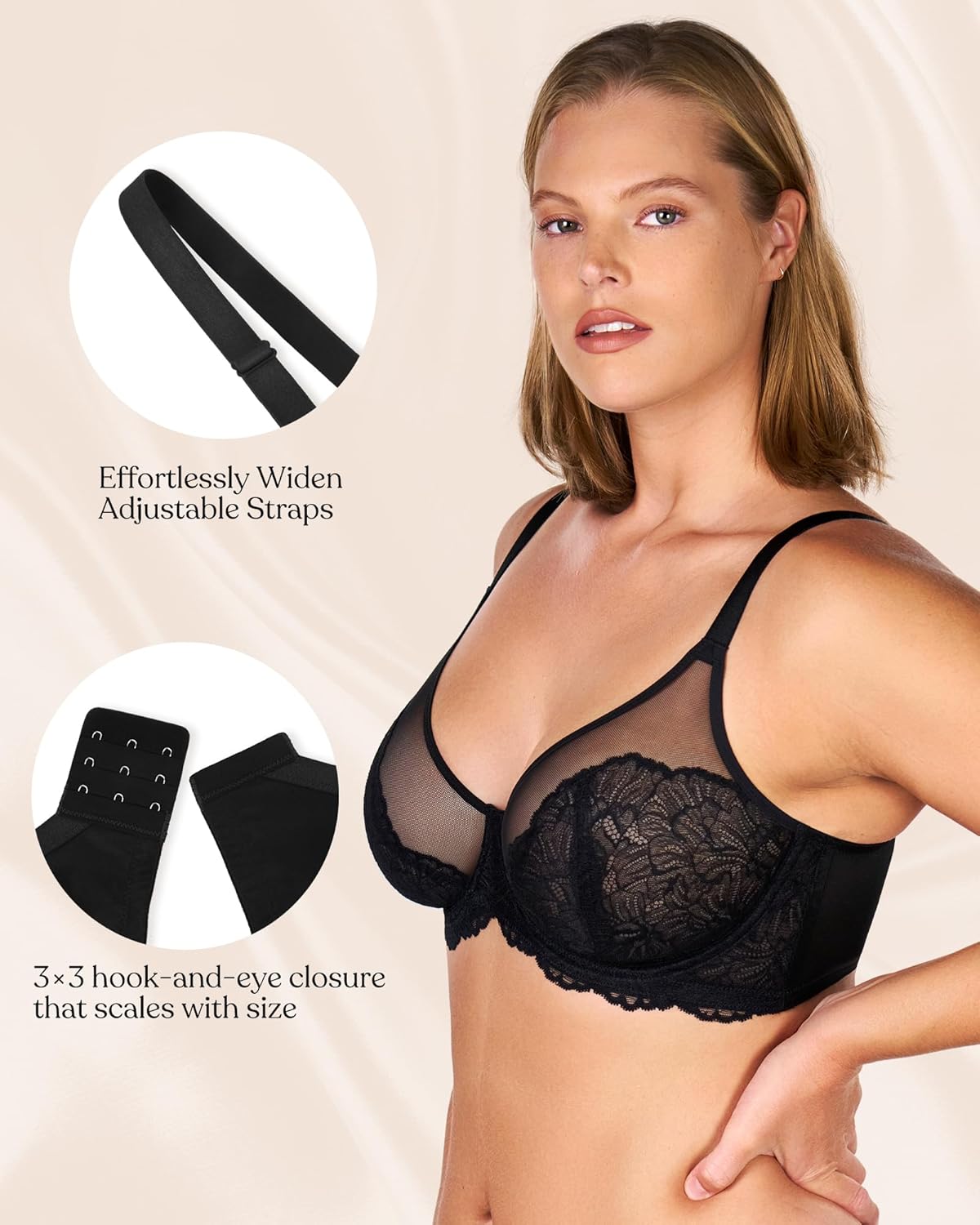 HSIA Minimizer Bras for Women, Full Coverage Lace Unlined Bras with Underwire for Heavy Breasts - Image 4